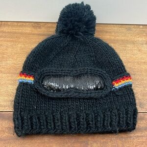 The blueberry hill adult ski hat goggle accent knit black pompom